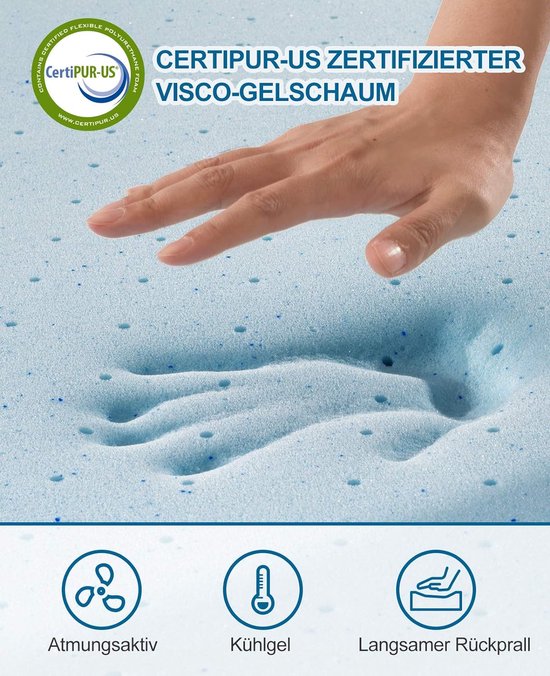 Mister Sandman Surmatelas 160x200 Cm Mousse Gel Respirante - Hauteur 5 Cm - Rafraîchissant Pour Tous Matelas