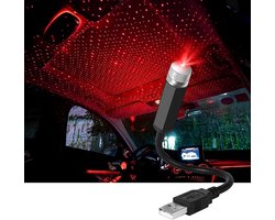 LED Autoplafond Starlight, Verstelbaar Auto-interieur Sfeerlicht Meerdere modi Plug en Play USB Mini-autoplafond Starlight-projectie LED-lamp Universeel voor Car Home Party (Rood)
