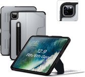 Zugu case - iPad Pro 12.9 Gen 5 & 6 (2021/2022) - oersterke luxe flip-over case - volledige 360˚ bescherming – met multifunctionele standaard functie – geschikt voor Apple Pencil - Artic Gray