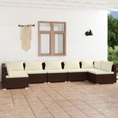 The Living Store Poly Rattan Tuinset - Modulair Design - Waterbestendig - Staal Frame - Comfortabele Kussens - Bruin - Crème