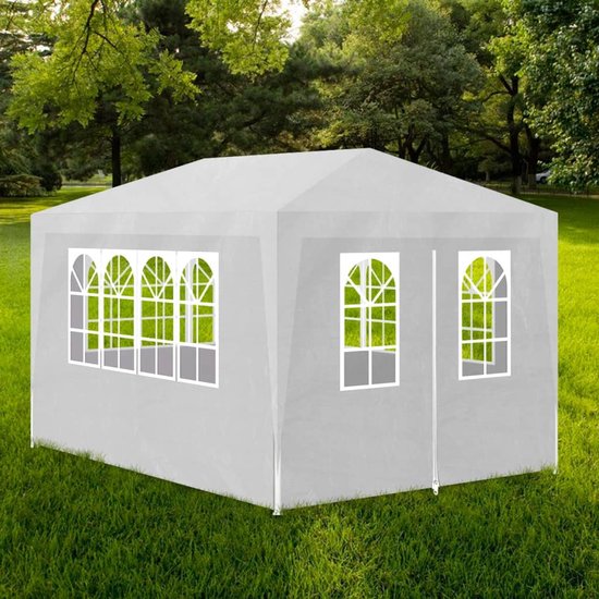 The Living Store Tuinpaviljoen Wit 4x3x2.55m - UV- en waterbestendig - Staal frame