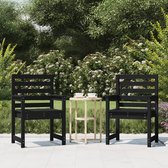 Chaises de jardin The Living Store - Bois de pin Massief - Coloris noir - Dimensions 60x48x91 cm - Capacité de charge 110 kg - Set de 2