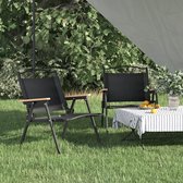 The Living Store Campingstoel - Zwart - 54x43x59 cm - Duurzaam materiaal - Stevig frame - Lichtgewicht en inklapbaar - Breed toepasbaar - Inclusief 2 stoelen - The Living Store