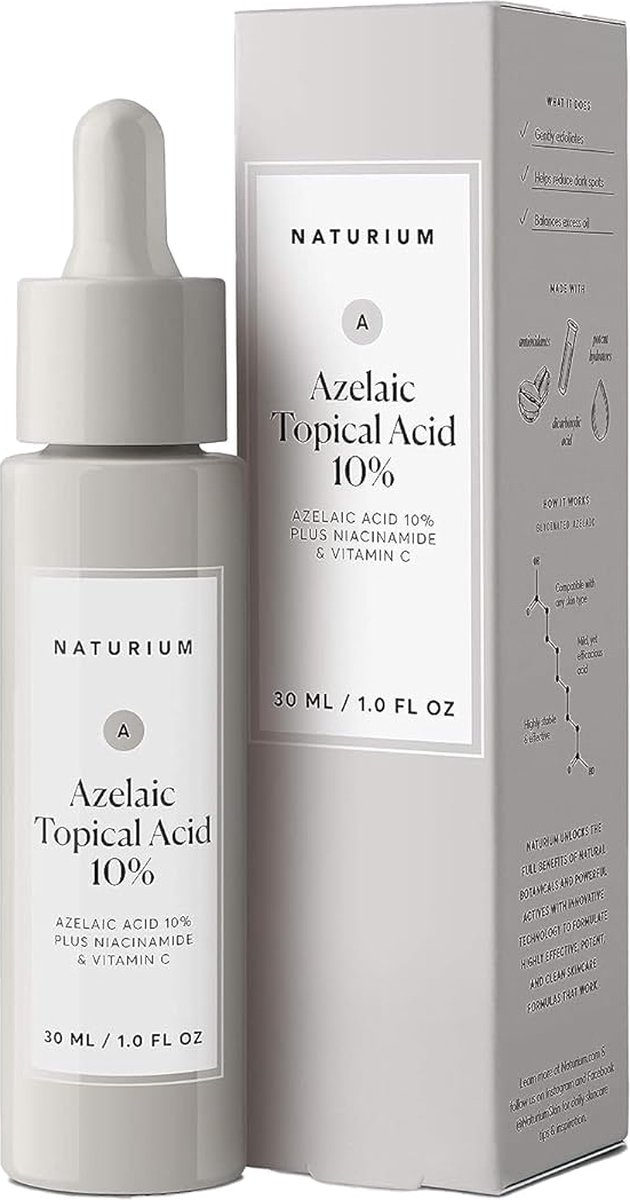 Naturium Azelaic Topical Acid 10%, Brightening Face & Skin Care Treatment - Niacinamide & Vitamin C - Serum - 30ml