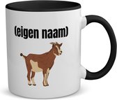 Akyol - geit met hoorn koffiemok - theemok - zwart - Geit - geiten liefhebbers - mok met eigen naam - dieren liefhebber - leuk cadeau voor iemand die houdt van geiten - cadeau - kado - 350 ML inhoud