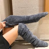 Overknee Hoge Warme Sokken FOOZZIES - Grijs - Comfy & Cosy Slaapsokken - One size fits all - Hoogwaardige kwaliteit