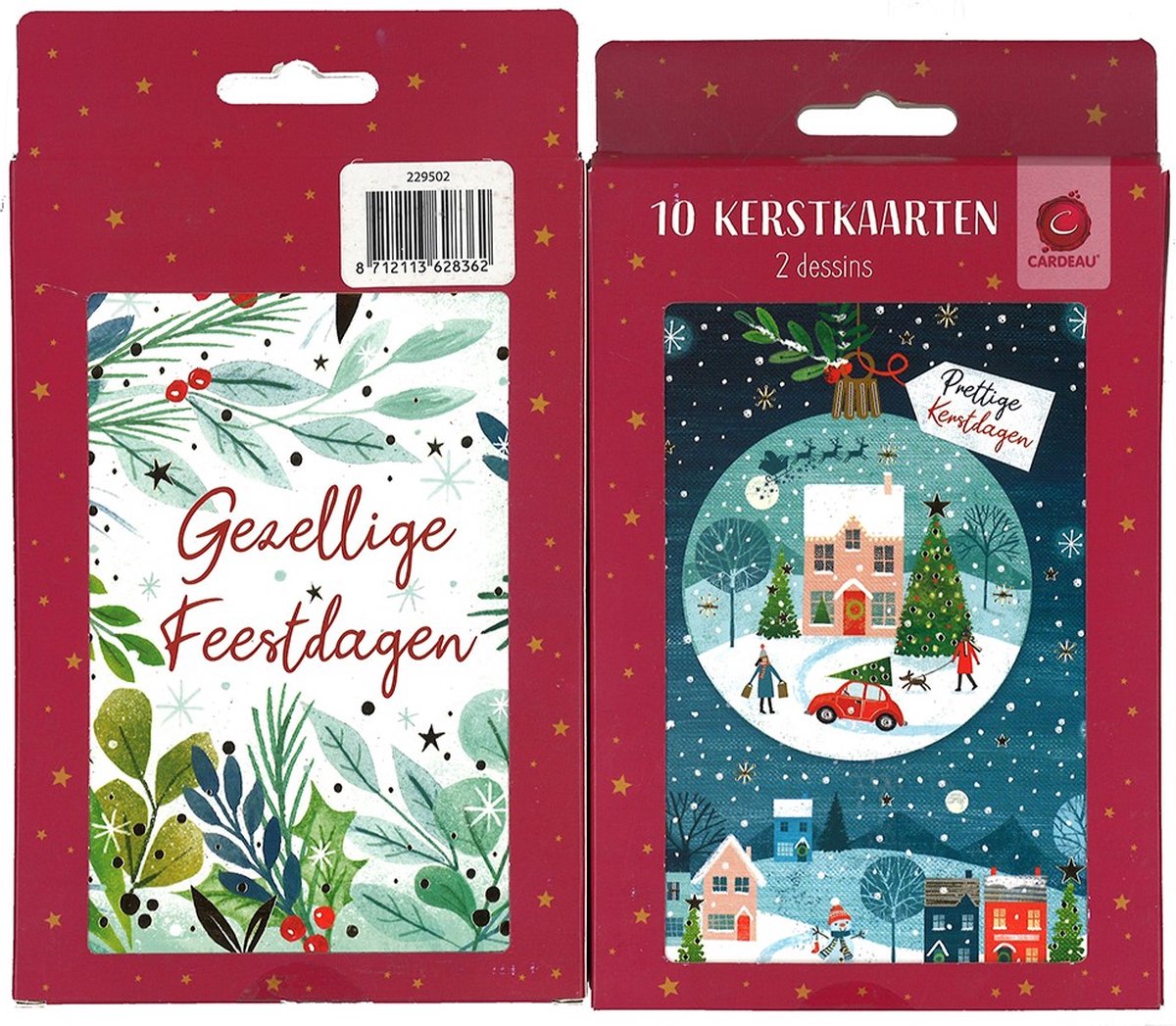 40 kerstkaarten - Prettige Feestdagen - Gezellige Feestdagen - Luxe Dubbele Kaarten met Envelop
