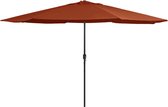 The Living Store Parasol Terracotta 400 x 267 cm - Anti-vervagend polyester - Metalen paal - 8 baleinen