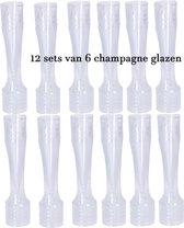 Champagne glazen - 120ML - 72 Stuks - Met losse voet - Herbruikbaar