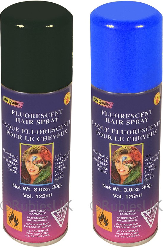 Teinture pour cheveux/laque pour cheveux 2x bleu/noir bombe