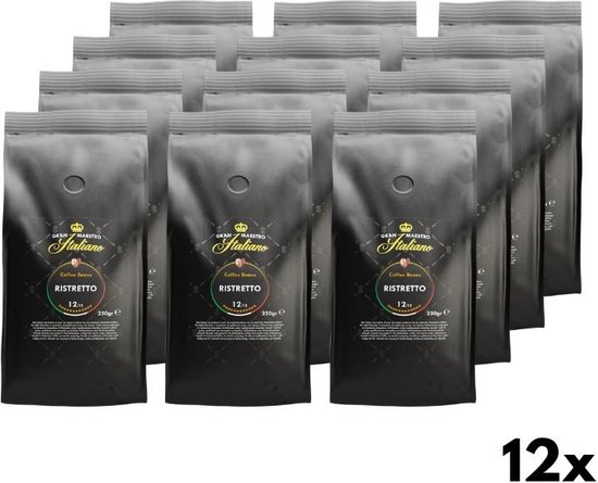 Gran Maestro Italiano - Ristretto - Koffiebonen - Bonen voor Ristretto - Krachtige Smaak - 6 x 250 g