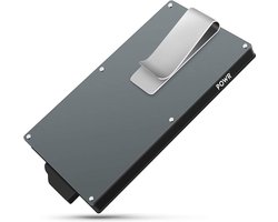 POWR Pasjeshouder Mannen Grijs - Beschermhoes Bankpas met Anti Diefstal - RFID Technologie - 5 Creditcards of 8 Visitekaartjes - Kaarten Uitschuifbaar - Aluminium - Met Geldvak Moneyclip - Kaartenhouder