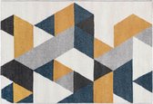 OZAIA Tapijt geometrisch Scandinavische stijl GEOMIE - Polypropyleen - 120 x 170 cm - Geel, grijs en blauw L 120 cm x H 1 cm x D 170 cm