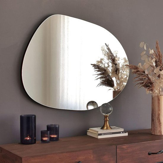 Miroir industriel moderne Denia - Miroir mural avec base en bois de 2,2 cm  et matériel... | bol