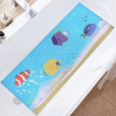 Antislipbadmat voor kinderen, 100 x 40 cm, Soft Comfort veiligheidsdouchemat met afvoergaten, PVC Loofah massagebadmat voor badkuip, douche en natte ruimtes, sneldrogend