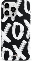 xoxo Wildhearts Can't Talk Now Black - Single Layer - Hoesje geschikt voor iPhone 13 Pro hoesje - Hard case met zwart/witte print - Beschermhoes geschikt voor iPhone 13 Pro case - Shockproof case met xoxo print - Zwart