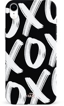 xoxo Wildhearts Can't Talk Now Black - Single Layer - Hoesje geschikt voor iPhone XR hoesje - Hard case met zwart/witte print - Beschermhoes geschikt voor iPhone XR case - Shockproof case met xoxo print - Zwart