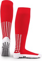 LUX Chaussettes de Voetbal - Chaussettes de football Grip - Chaussettes antidérapantes - Chaussettes de sport - Chaussettes de marche - Rouge - Hauteur genou