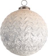 HAES DECO - Kerstbal Groot XL - Formaat Ø 15x15 cm - Kleur Grijs - Materiaal Glas - Kerstversiering, Kerstdecoratie, Decoratie Hanger, Kerstboomversiering