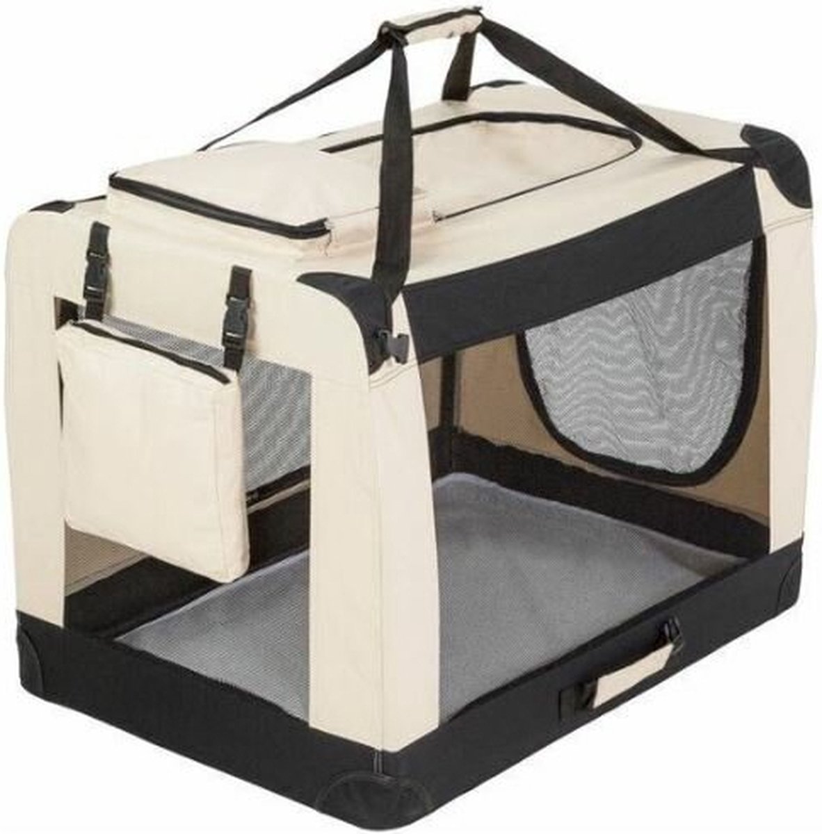 Reisbench Beige XL (91 cm) - Nylon Softbench - Opvouwbaar - Lichtgewicht Hondenbench - Autobench Transportbox