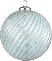 HAES DECO - Kerstbal Groot XL - Formaat Ø 15x15 cm - Kleur Turquoise - Materiaal Glas - Kerstversiering, Kerstdecoratie, Decoratie Hanger, Kerstboomversiering