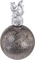HAES DECO - Kerstbal - Formaat Ø 7x13 cm - Kleur Zilverkleurig - Materiaal Glas / Polyresin - Kerstversiering, Kerstdecoratie, Decoratie Hanger, Kerstboomversiering