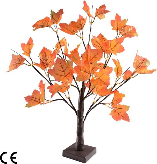 Sapin Lumineux à Citrouilles LED - Décoration D'automne Et Halloween - 35 Cm - Fonctionne Sur Piles