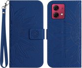 Coverup Zonnebloem Book Case met Koord - Geschikt voor Motorola Moto G84 Hoesje - Blauw