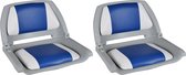 The Living Store Bootstoelen - Praktisch - Comfortabel - Afmetingen- 41 x 51 x 48 cm - Gemaakt van weerbestendig kunststof - Inklapbare rugleuning - Waterdicht kussen - Kleur kussen- blauw en wit - Levering bevat 2 stoelen