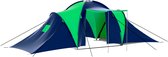 The Living Store Tent Family XL - 590 x 400 x 185 cm - 9 personnes - Blauw/ Vert - Matière respirante