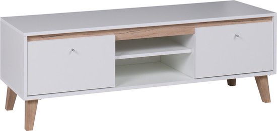 TV meubel - Oviedo - Planken - lade - Wit - Sam Remo - 135 cm
