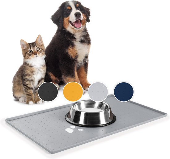 Foto: Everanimals anit slip voerbakmat hond en kat silicone m 50 x 30 cm grijs