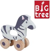 Big Tree houten dieren met wielen 13 cm Zebra