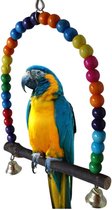 Papegaaienspeelgoed houten vogelschommels, 5,5 "x 5,6" Multi-color Conure Valkparkiet Swing Hangend Speelgoed voor Kleine Dieren, Parkieten, Parkiet
