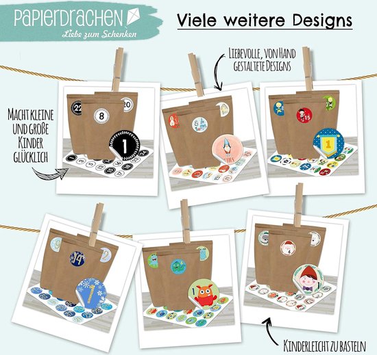 Papierdrachen 24 adventskalender cijferstickers | nummer 70