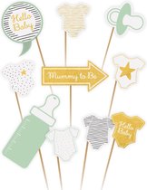 Amscan ensemble d'accessoires photo pour baby shower - 20 pièces - vert/or - barboteuse/bouteille - accessoires de cabine photo