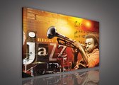 Canvas Schilderij - Muziek - Jazz - Retro - Abstract - Instrument - Inclusief Frame - 100x75cm (lxb)
