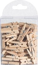 Chaks Hobby mini wasknijpers - 50x - naturel - hout- 2,5 cm