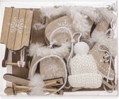 Glorex Hobby Cintres de Noël thème hiver - 10x pcs - marron/blanc - bois - Décorations de Noël