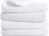 Microvezel pluisvrije handdoek, 40 x 76 cm, 4 stuks (wit, wafelweefsel)