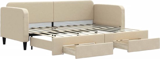 vidaXL-Slaapbank-met-onderschuifbed-en-lades-80x200-cm-stof-crèmekleur