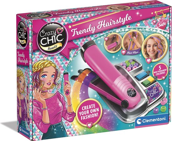 Clementoni - Crazy Chic - Trendy Hairstyle - Kapsalon set met haarverf, tang en accessoires - Vanaf 6 jaar