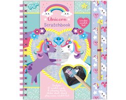 Totum Unicorn vakantie doeboek luxe kraskaarten scratch art sticker en kleurboek speelgoed meisjes met unicorns A5 25-delig