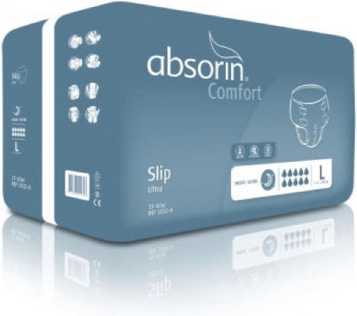Goedkoopste Absorin Comfort Slip night/ultra 155 cm Grijs L 155 Absorin - Wit - Non-woven / onderzijde PE-folie met cottonfeel - Voor vrouwen en mannen met zeer zware incontinentie - 4400ML