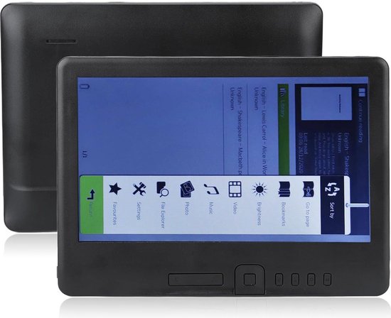 E-booklezer, 7 Inch TFT LCD 16:9 Kleurenscherm E-lezer, Ondersteunt voor EPUB, PDF, TXT, FB2, PDB en Andere Bestandsindelingen, met Beschermhoes(4GB)
