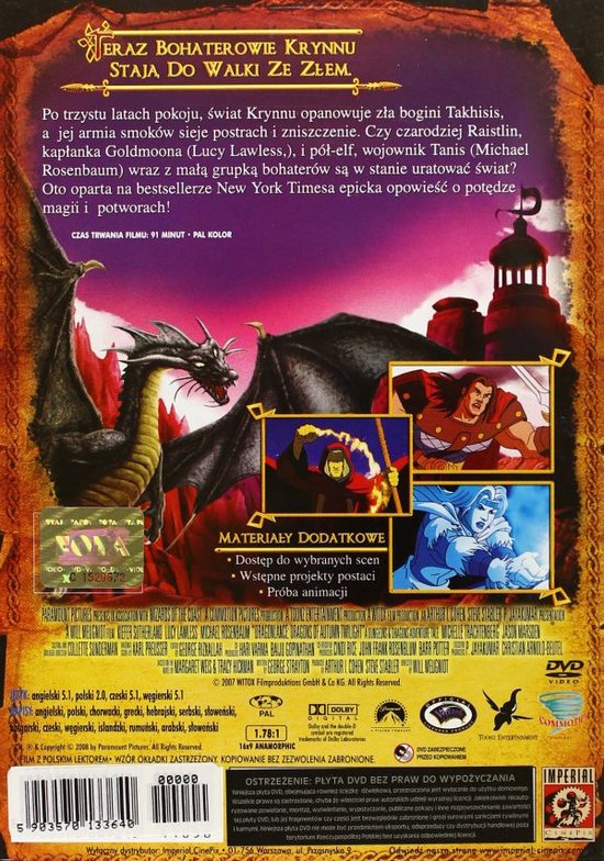 Dragonlance Dragons of Autumn Twilight DVD Dvd Kiefer  