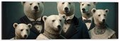 Dibond - Familie IJsberen in Ouderwetse Kledingdracht - 60x20 cm Foto op Aluminium (Wanddecoratie van metaal)