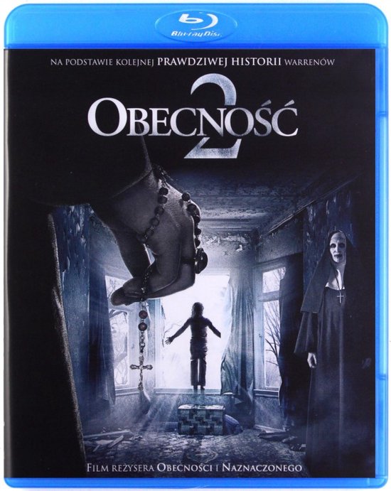 Voor- en achterkant Blu-ray hoesje van The Conjuring 2 met een non, een kind en religieuze symbolen in een verlaten huis.