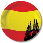 Spanje/Spaanse vlag thema wegwerp bordjes 10 stuks - 23 cm van karton - Feestartikelen