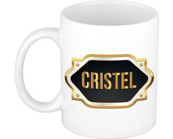 Cristel naam cadeau mok / beker met gouden embleem – kado verjaardag/ moeder/ pensioen/ geslaagd/ bedankt